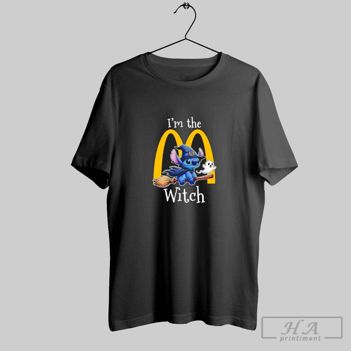 Stitch Riding Broomstick Im Mcdonalds Witch Halloween Shirt Vintage