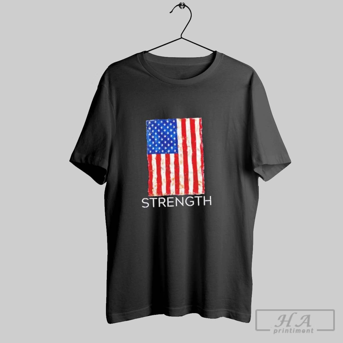 Strength Bold Patriot Stencil Us Flag Long Sleeve Trendy Style