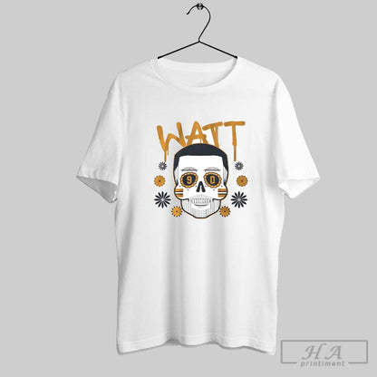 T J Watt Sugar Skull Remix Tee Retro Art