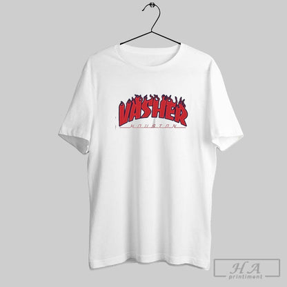 Tj Vasher Flame Houston Roughnecks Long Sleeve Retro Fashion