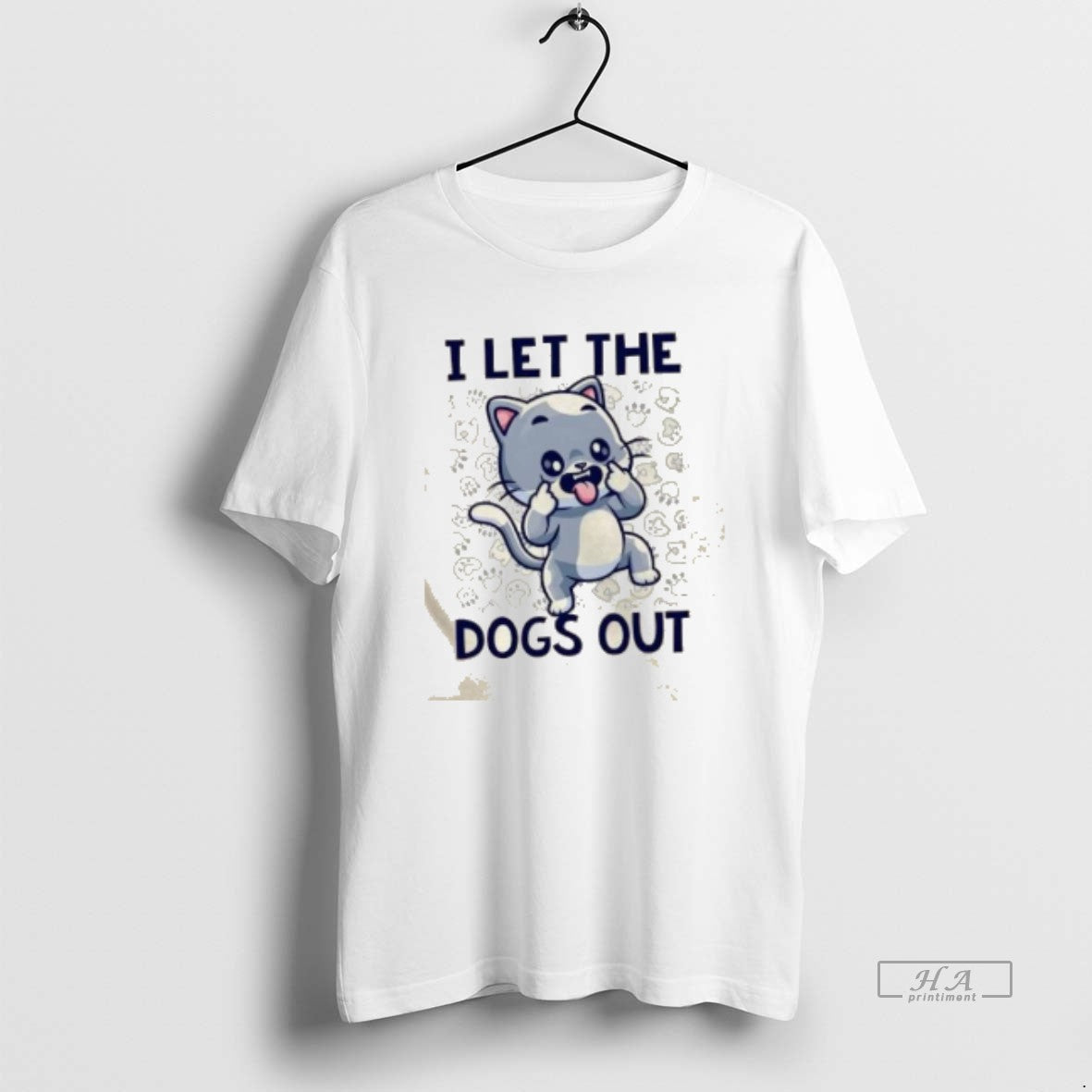 Teasing Cat Paw Prints I Let Dogs Out Shirt Vintage Art