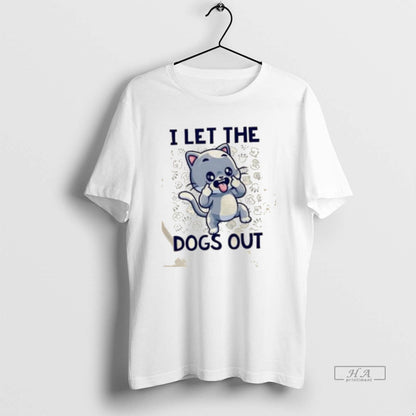 Teasing Cat Paw Prints I Let Dogs Out Shirt Vintage Art
