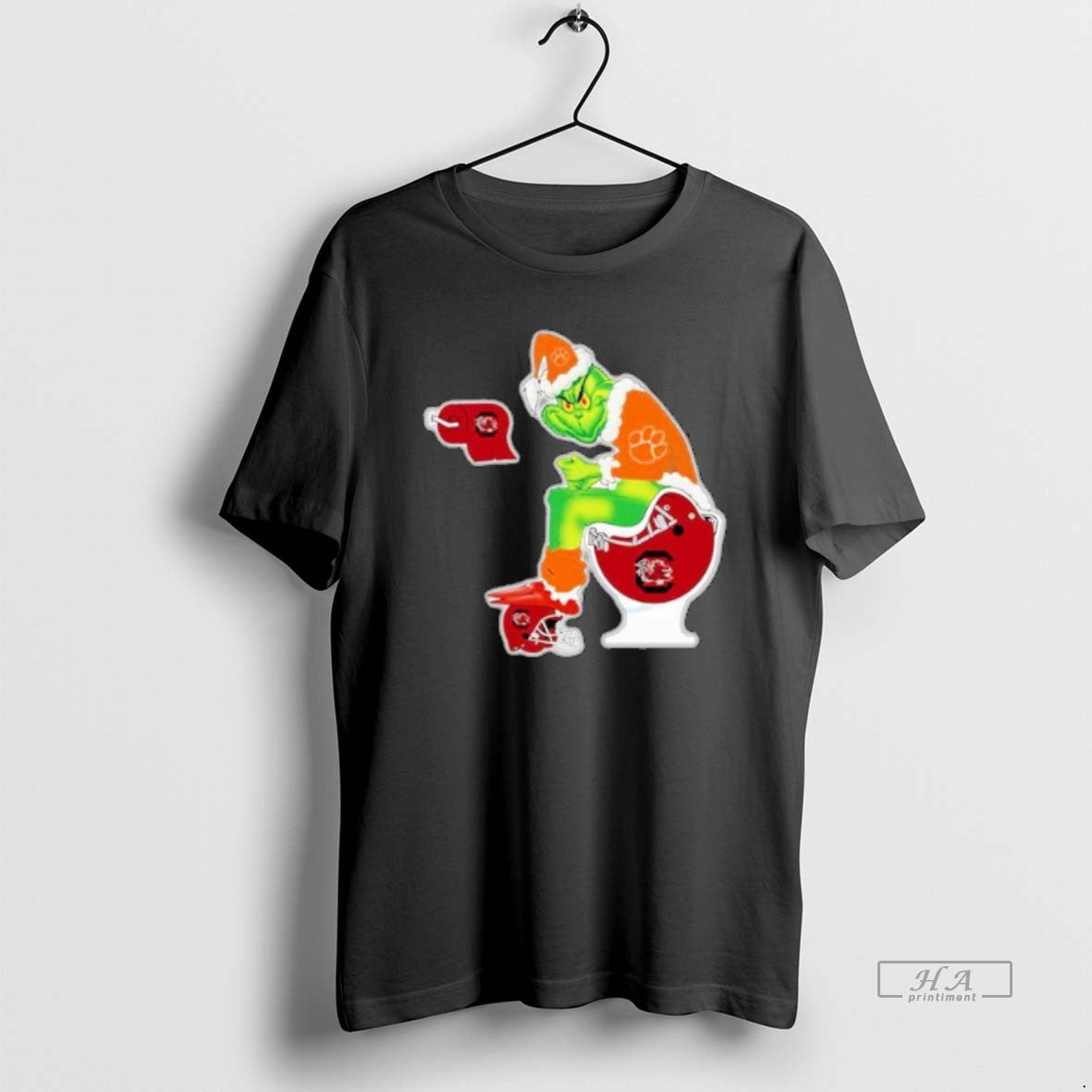 Grinch Clemson Tigers Sitting Toilet South Carolina Gamecocks Holiday