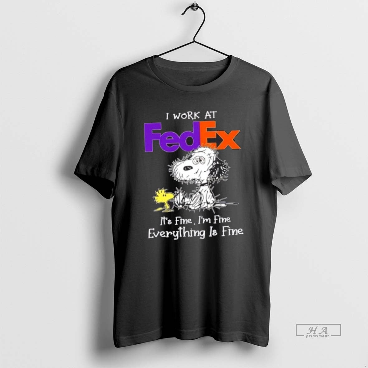 Tired Snoopy I Work Fedex Its Fine Im Fine Everything Is Fine Shirt