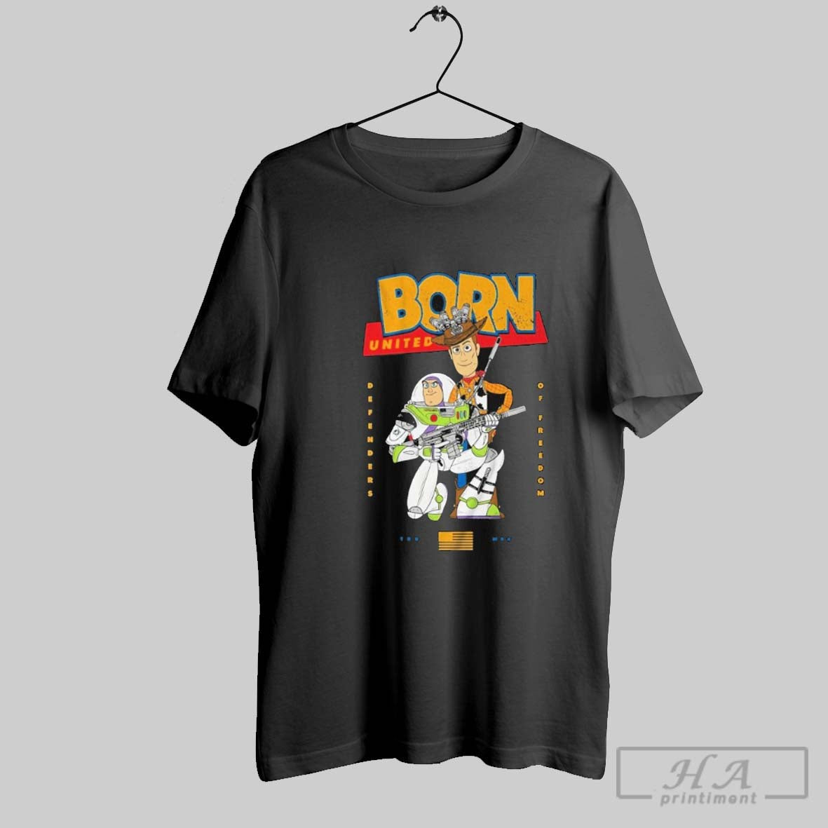 Toy Story Buzz N Woody Defenders Freedom Born United Shirt Premium