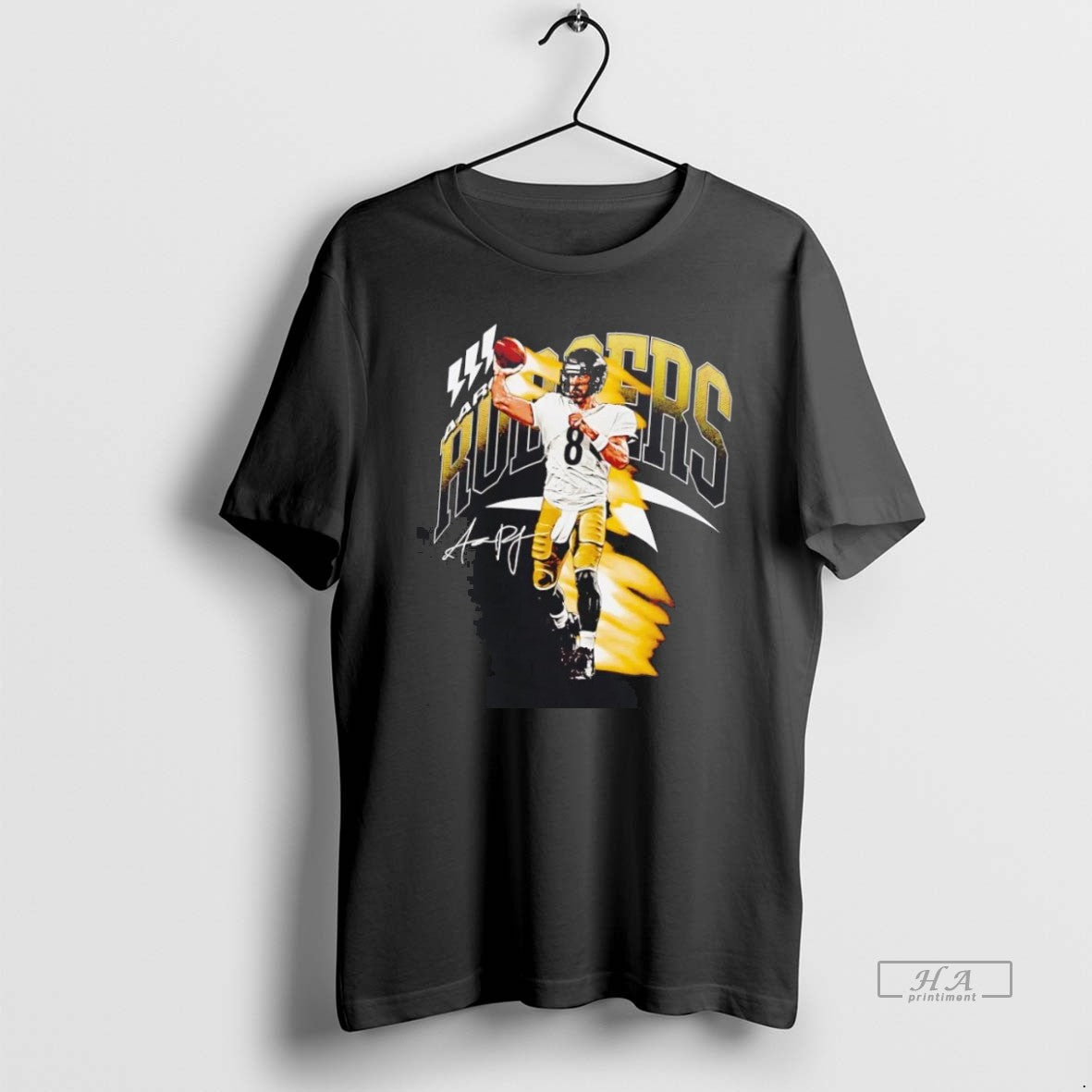 Trendy Aaron Rodgers Running Signature Pittsburgh Steelers Tee Unique