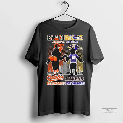 Trendy Baltimore My City My Team Orioles And Ravens Is Birds Tee