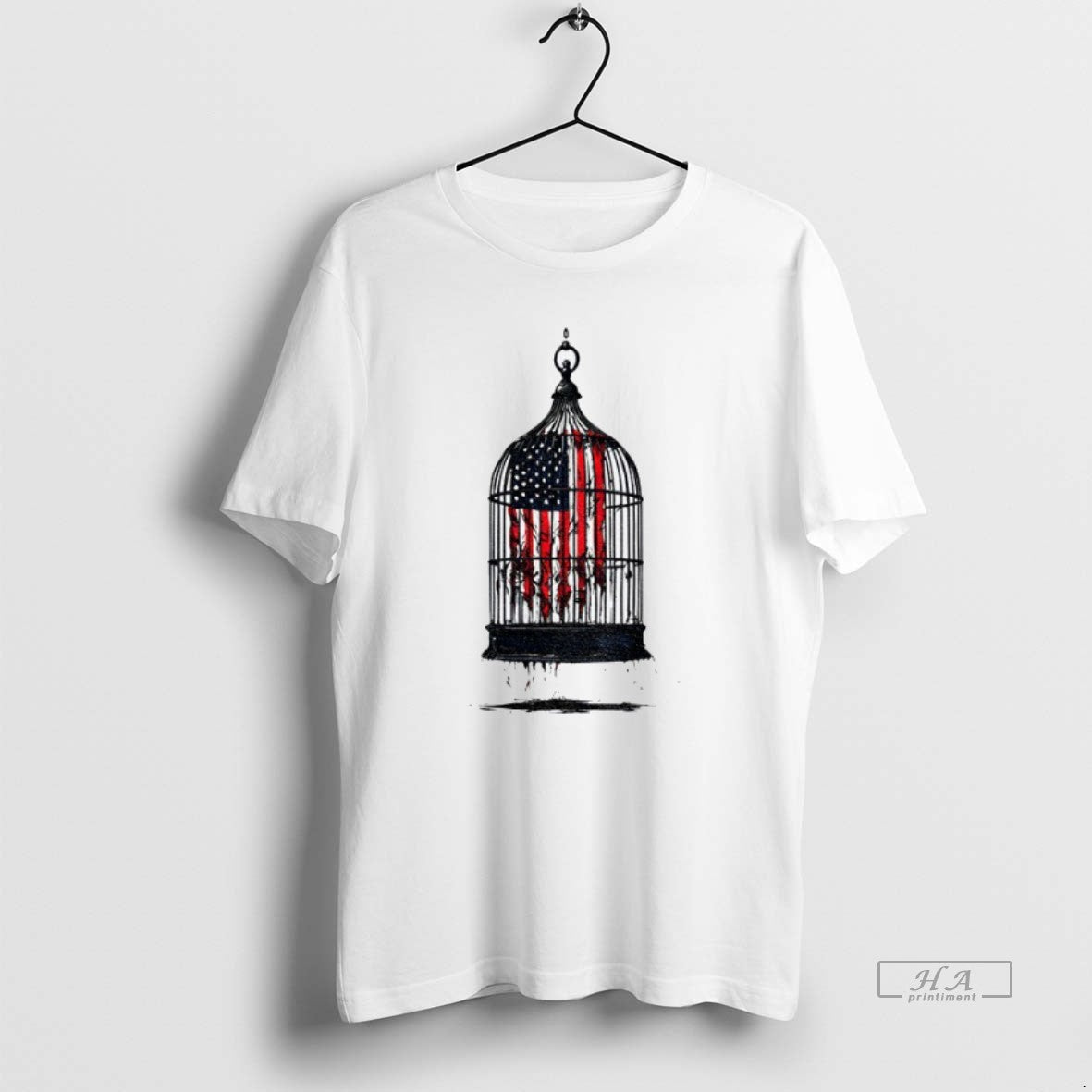 Trendy Birdcaged Caged Libertyamerican Flag Government Shutdown Shirt