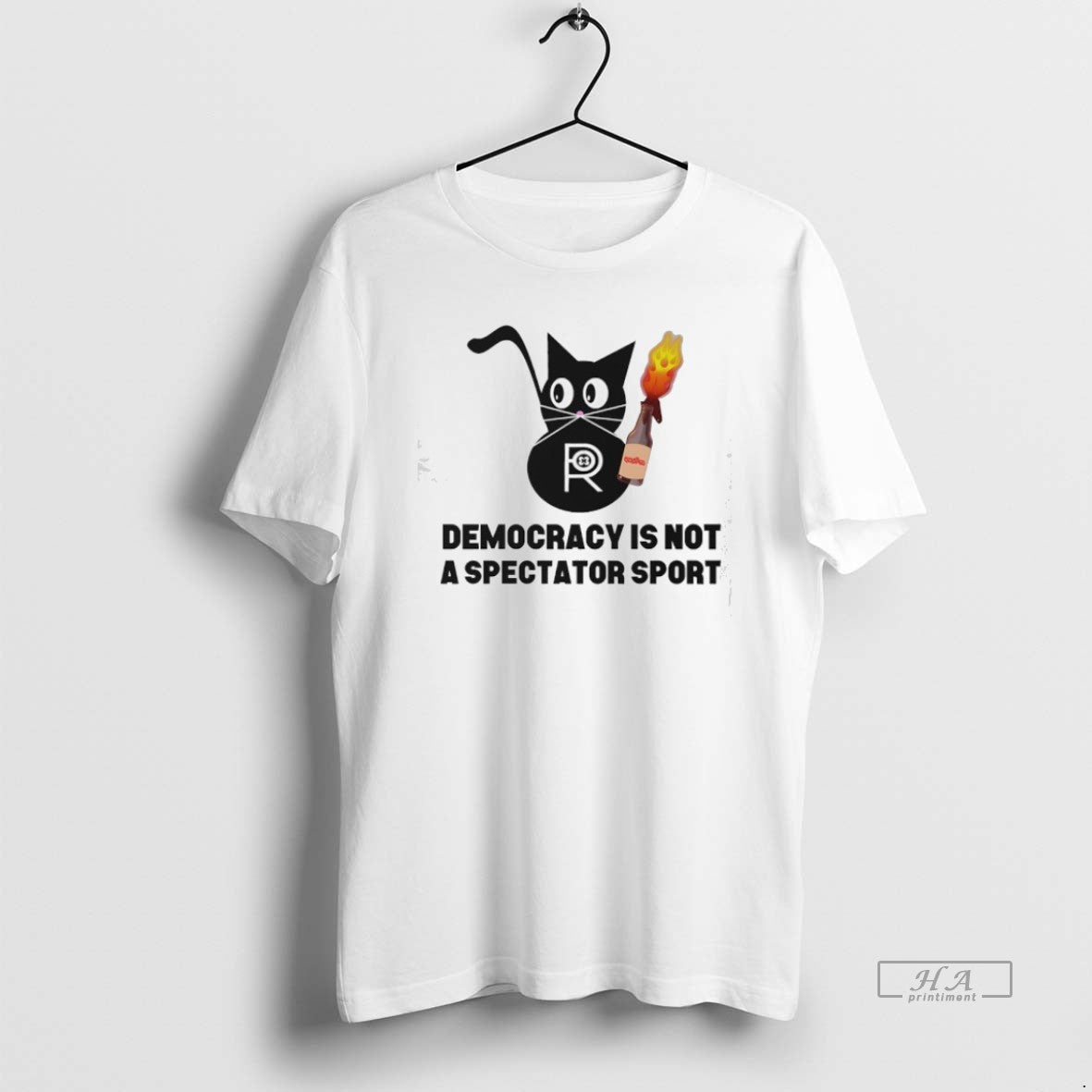 Trendy Black Cat Democracy Is Not Spectator Sport Tank Top Modern