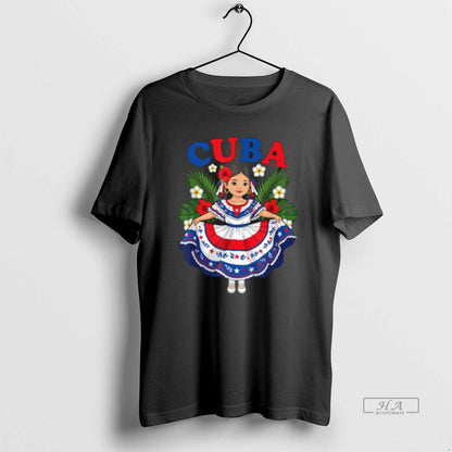 Trendy Cuba Cuban Traditional Dress Tropical Flowers TShirt Classic