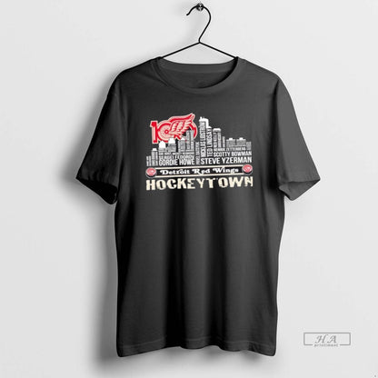 Trendy Detroit Red Wings Hockeytown All Names City Skyline Shirt