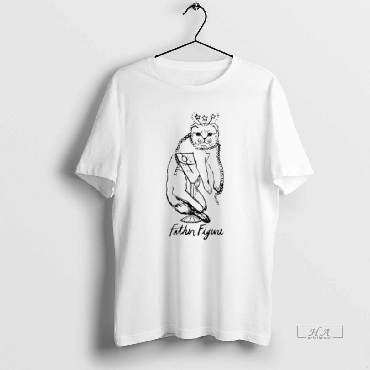 Trendy Father Figure Cat Draw Shirt Elegant Fashion