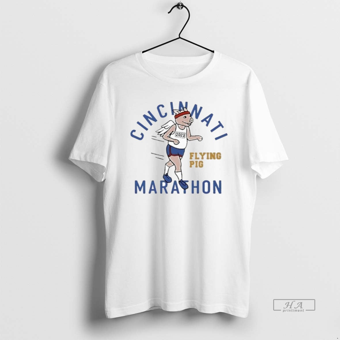 Trendy Flying Pig Marathon Running Cincinnati TShirt Premium Style