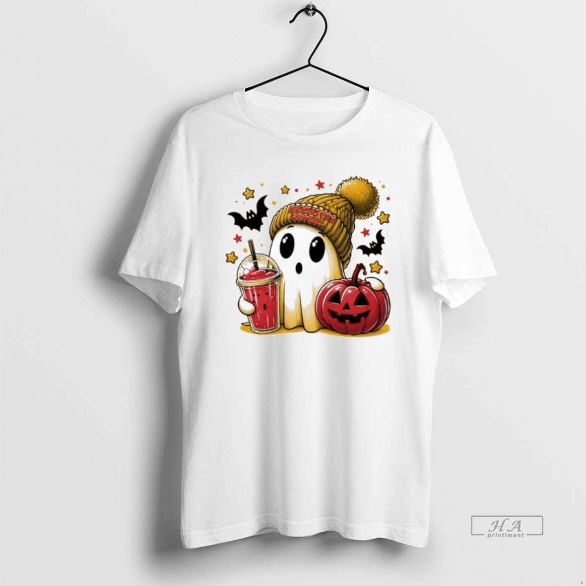 Trendy Ghost Halloween X Kansas City Chiefs Football Beanie Pumpkin