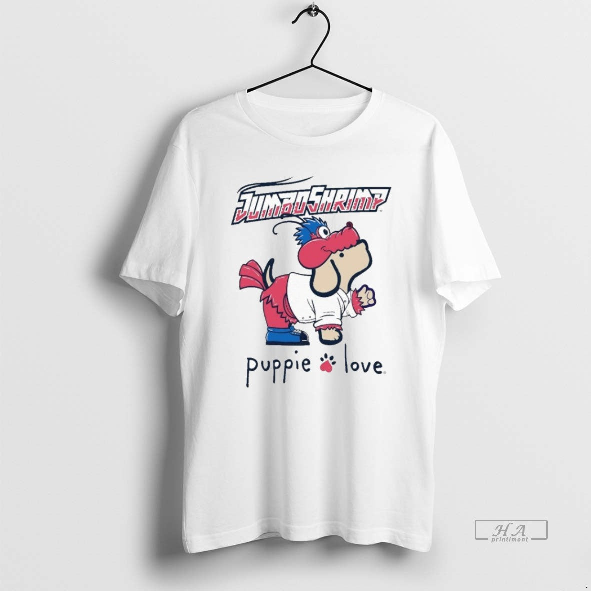 Trendy Jacksonville Jumbo Shrimp Puppie Love Mascot Shirt Designer