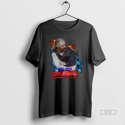 Trendy Jane Goodall Chimpanzee Lady Rip 1934 2025 Tee Retro Art