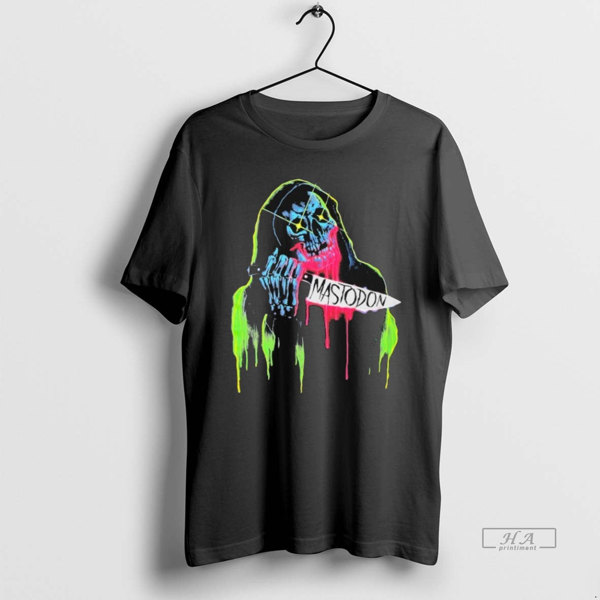 Trendy Mastodon Neon Knife Skull Reaper TShirt Exclusive Design