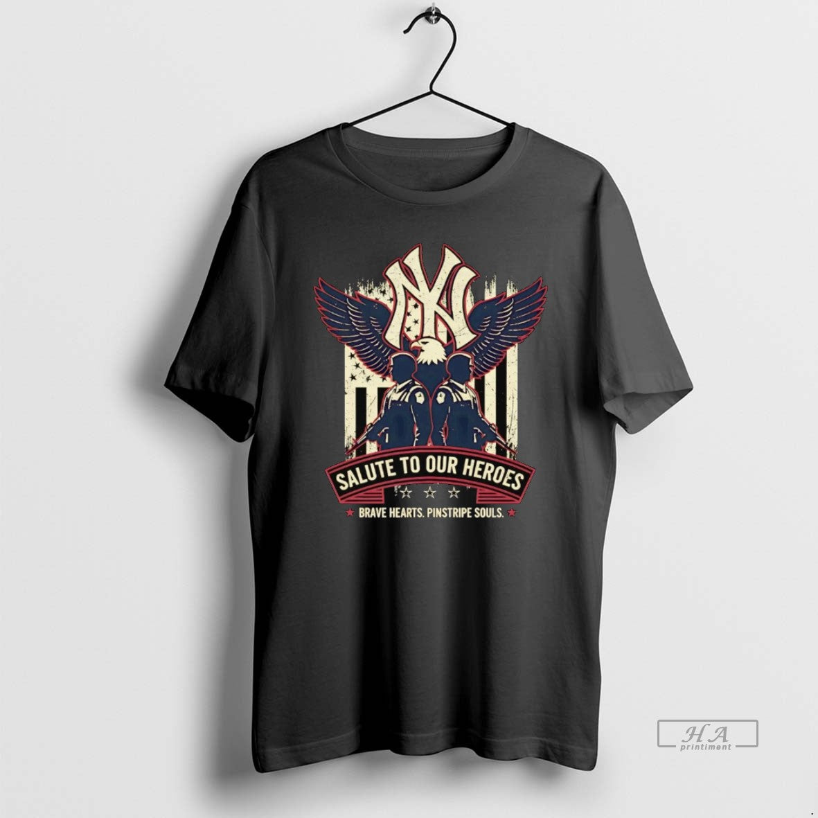 Trendy New York Yankees Salute To Our Heroes Brave Hearts Tee Premium