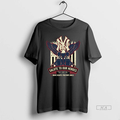 Trendy New York Yankees Salute To Our Heroes Brave Hearts Tee Premium