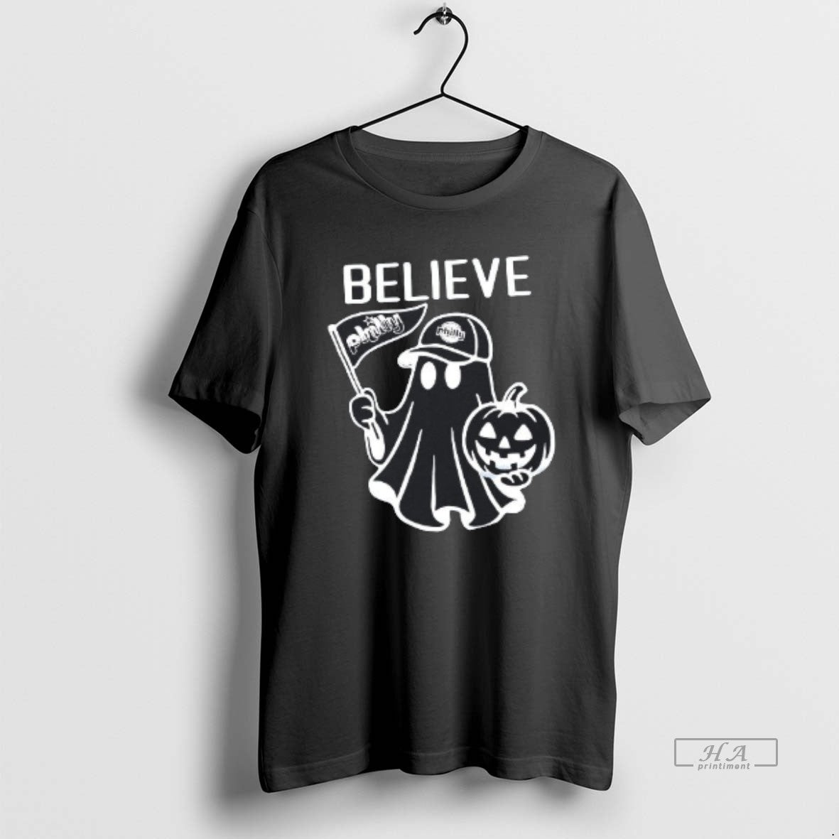 Trendy Philadelphia Phillies Red October Halloween Believe Ghost Tee