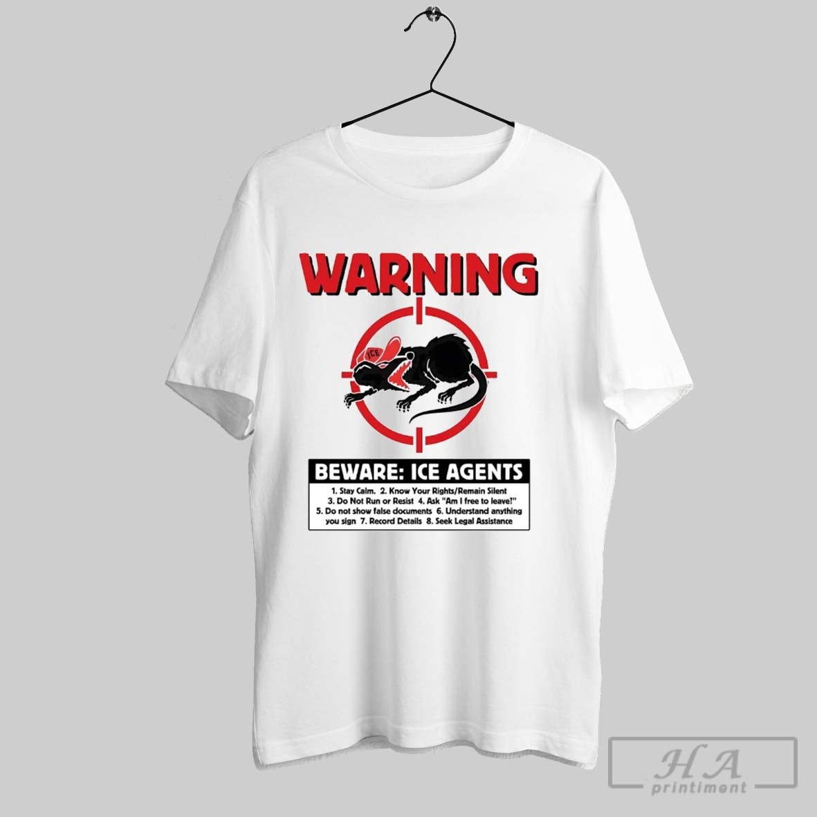 Trendy Rats Warning Beware Ice Agents Red Maga Tee Elegant Merch