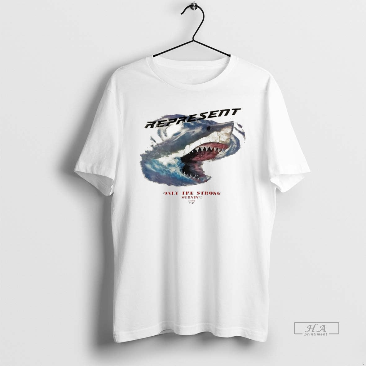 Trendy Represent Only Strong Survive Shark Tee Exclusive Apparel