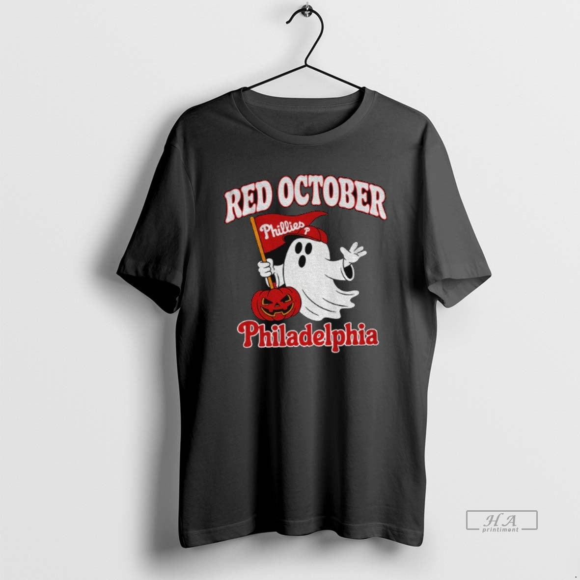 Trendy Red October Ghost Philadelphia Baseball Halloween Long Sleeve