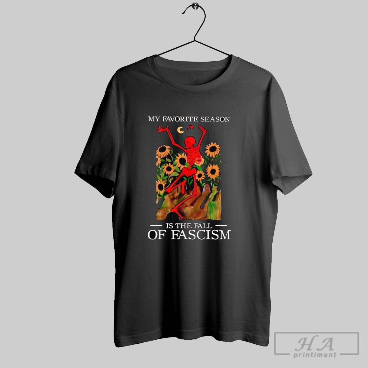 Trendy Skeleton Dancing My Favorite Season Is Fall Fascism Shirt