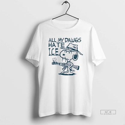 Trendy Snoopy And Woodstock Gun All My Dawgs Hate Ice Sweatshirt