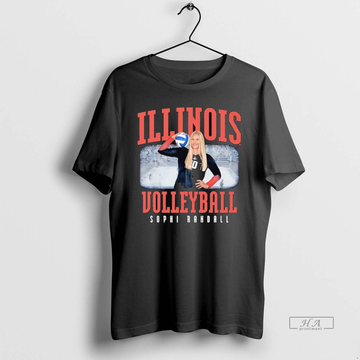 Trendy Sophi Randall Illustrated Illinois Volleyball TShirt Retro