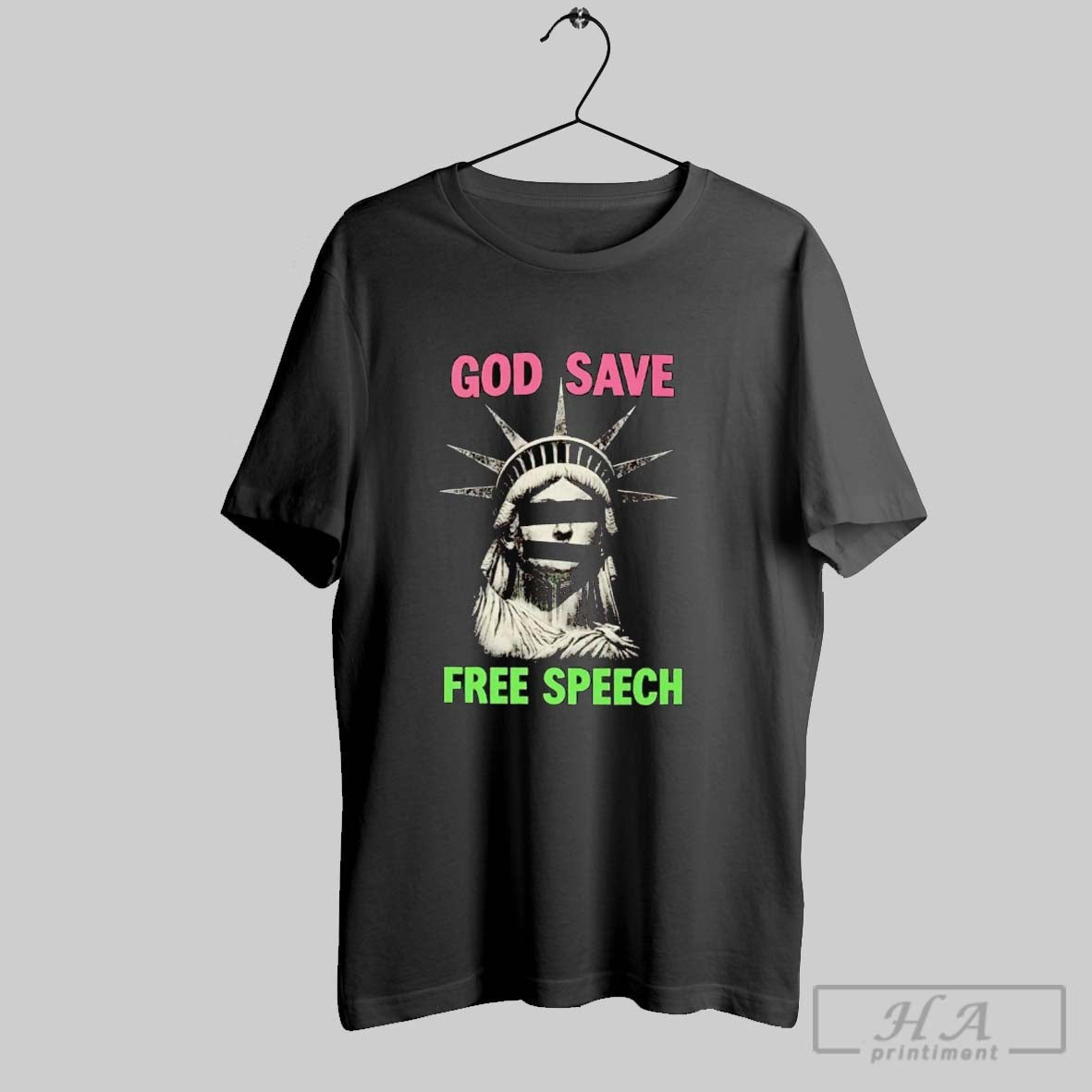 Trendy Statue Liberty God Save Free Speech Shirt Premium Fashion