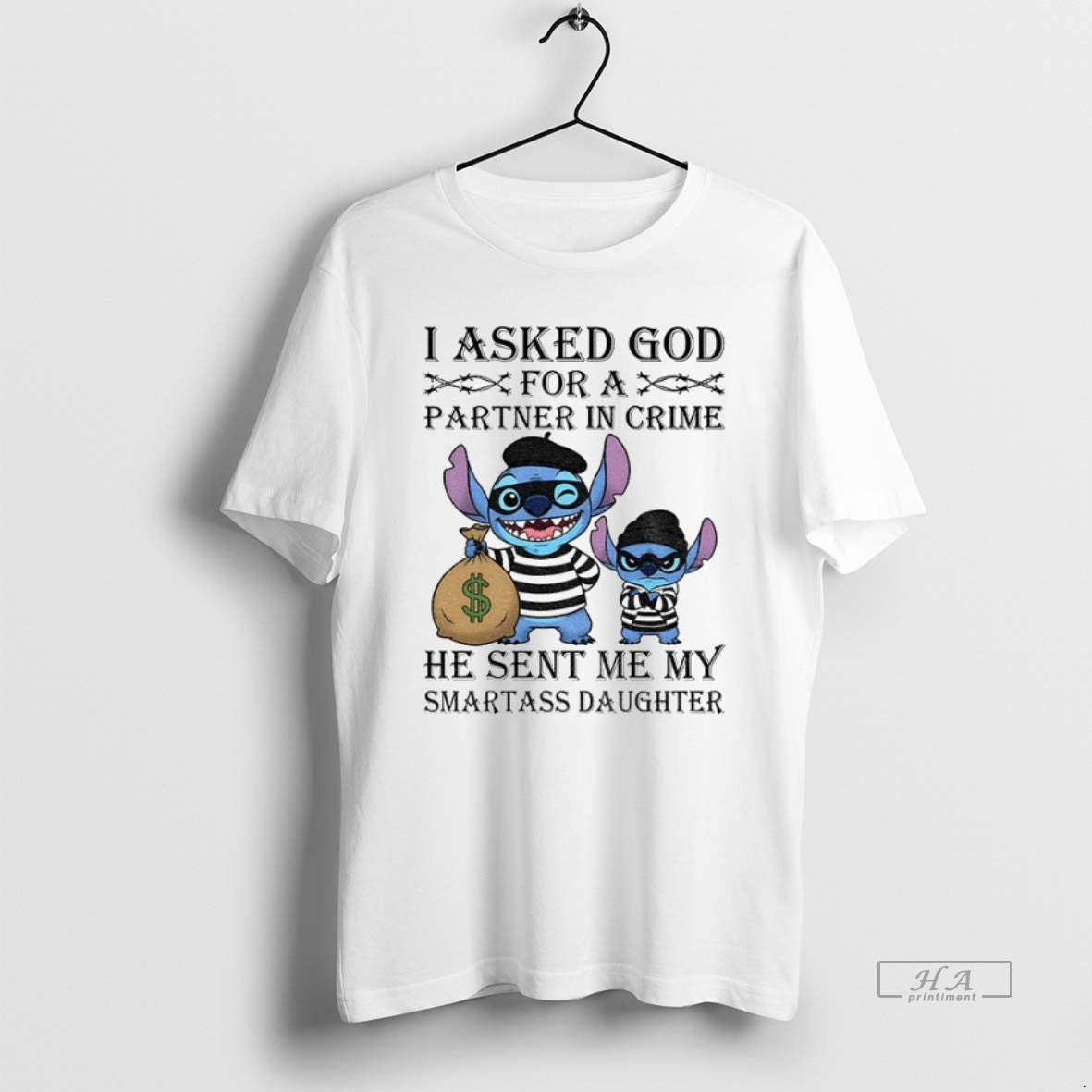 Trendy Stitch I Asked God Partner Crime He Sent Me My Tank Top Retro