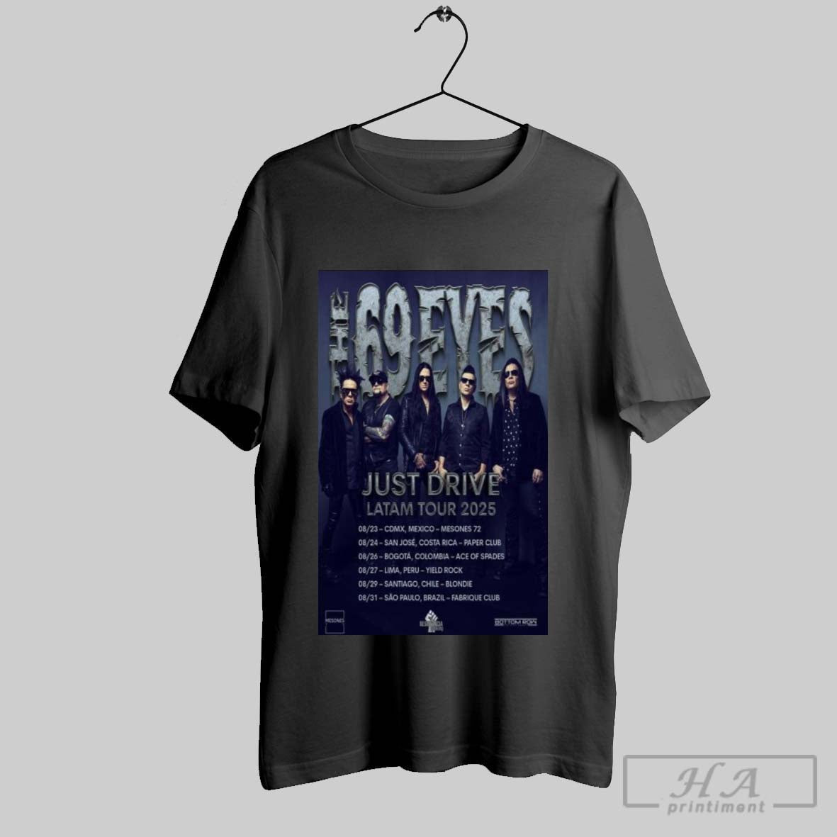 Trendy 69 Eyes Just Drive Latam Tour 2025 Dates TShirt Elegant Fashion