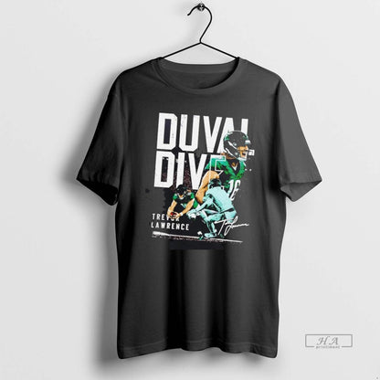 Trendy Trevor Lawrence Duval Dive Jacksonville Jaguars Signature Tee