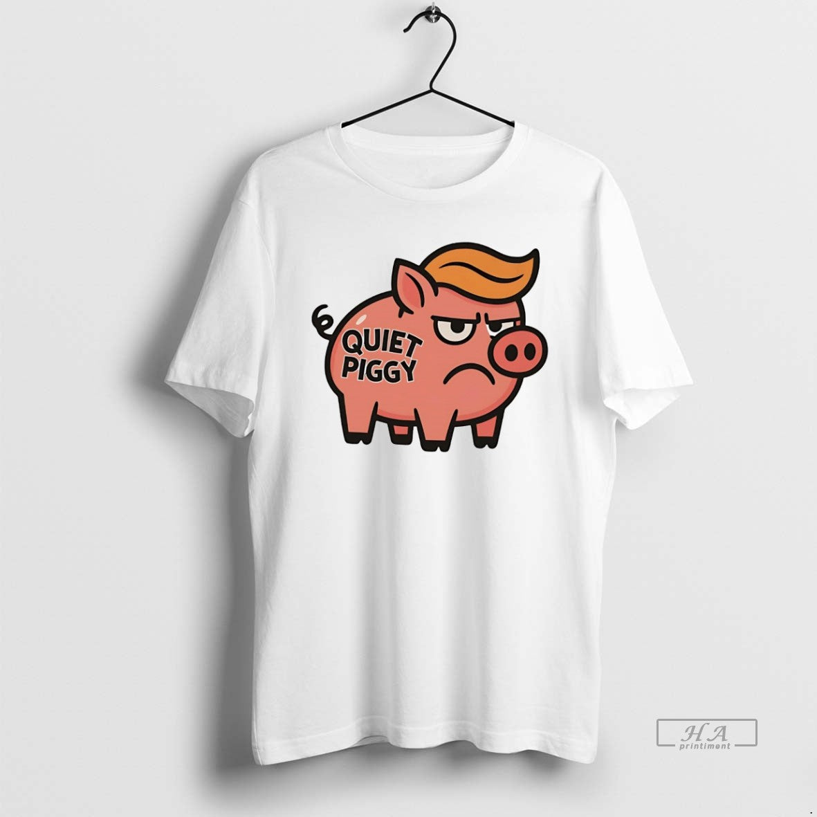 Trump Quiet Piggy Angry Pig Long Sleeve Retro Look