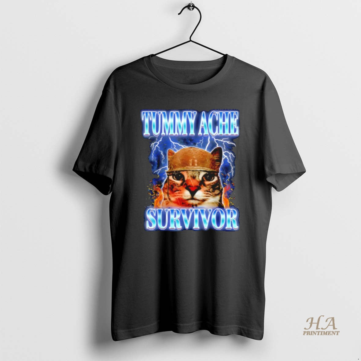 Tummy Ache Survivor Cat Meme Tee Trendy Design