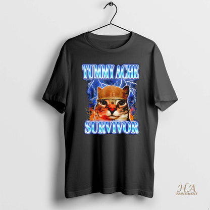Tummy Ache Survivor Cat Meme Tee Trendy Design