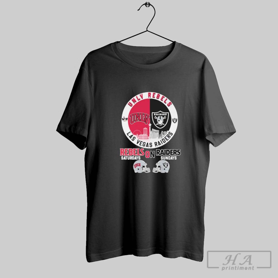 Unlv Rebels Saturdays Las Vegas Raiders Sundays Tee Designer Art