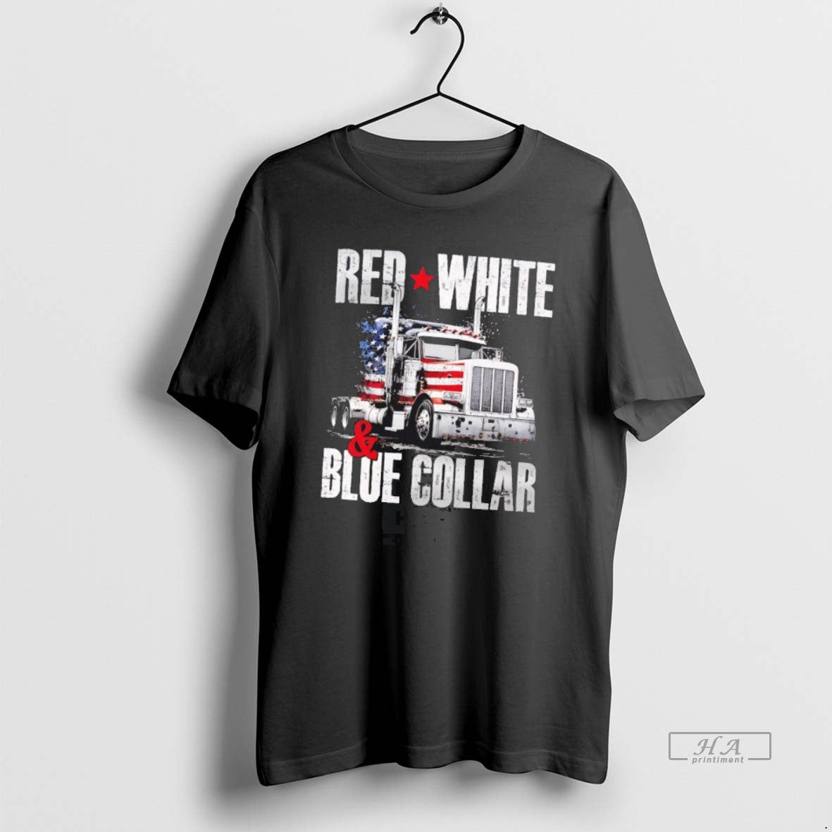 Us Flag Red White And Blue Collar Truck Hoodie Vintage Look