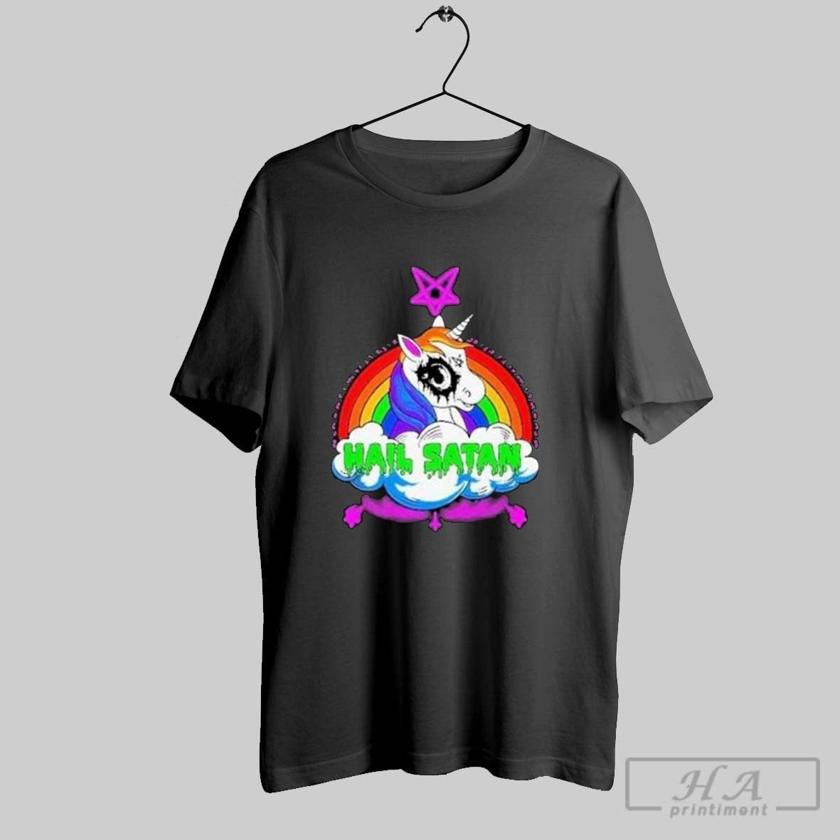 Unicorn Hail Satan Rainbow Hoodie Elegant Style