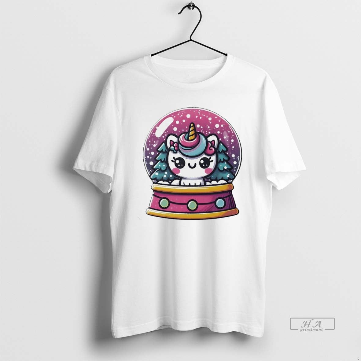 Unicorn Snow Globe Winter Wonderland White Hoodie Elegant Look