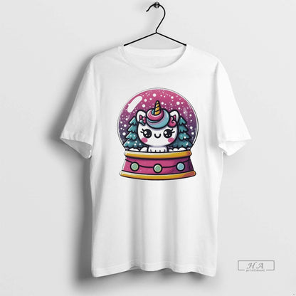 Unicorn Snow Globe Winter Wonderland White Hoodie Elegant Look