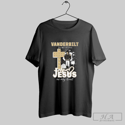 Vanderbilt Commodore Mascot My Veins Jesus My Heart 2025 Tee Vintage