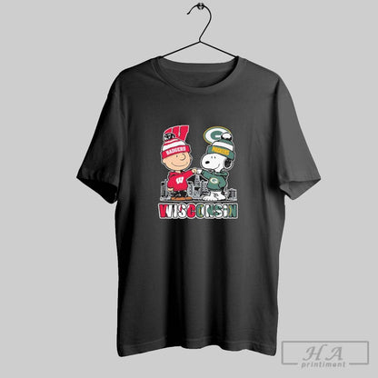 Wisconsin Snoopy Fist Bump Charlie Brown Badgers And Packers Hoodie