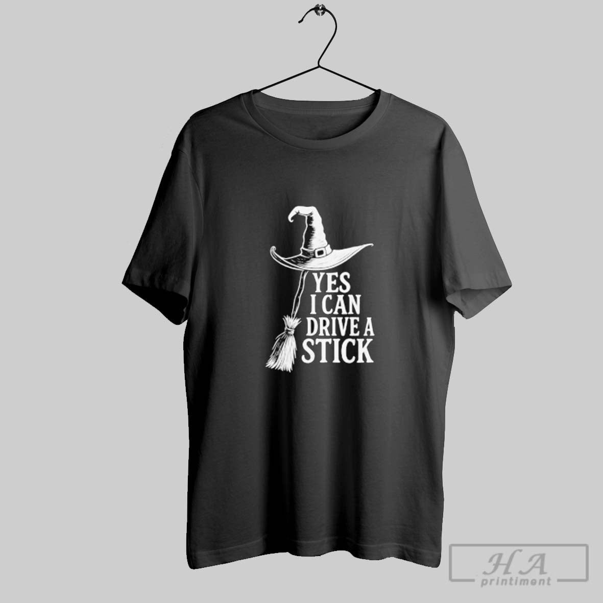 Yes I Can Drive Stick Witch Flying Broom Halloween Shirt Trendy Merch
