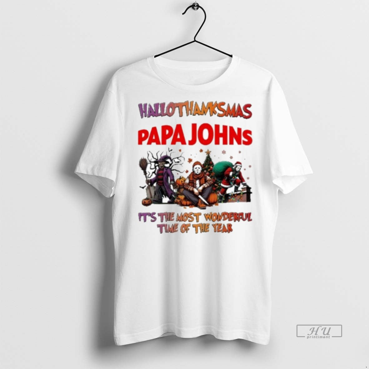 Officials 2025 Papa Johns Pizza Logo Hallothanksmas Horror Film Its