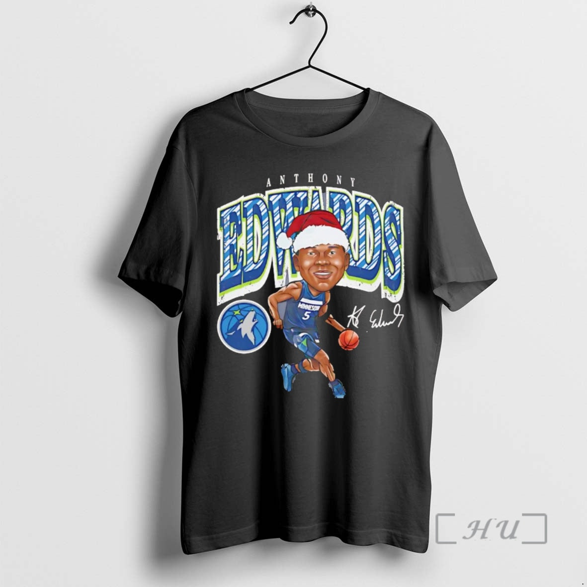 Officials Anthony Edwards Santa Cartoon Minnesota Timberwolves TShirt