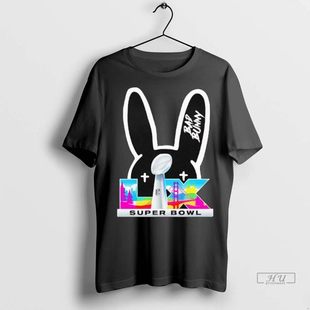 Officials Bad Bunny And Super Bowl Lix Collab Logo Ladies T Shirts