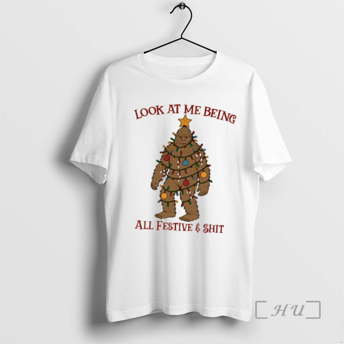 Officials Bigfoot Tree Me Being All Festive Merry Premium T Shirts