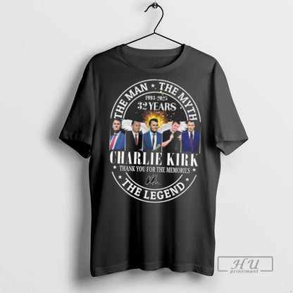 Officials Charlie Kirk Myth Legend 1993 2025 32 Years Thank You Shirt